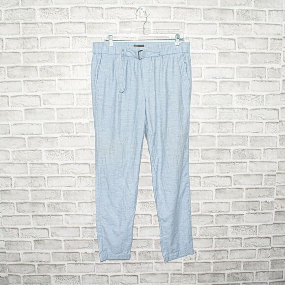 VINCE Large Light Blue Belted Casual Pants Soft Cotton - Picture 2 of 11